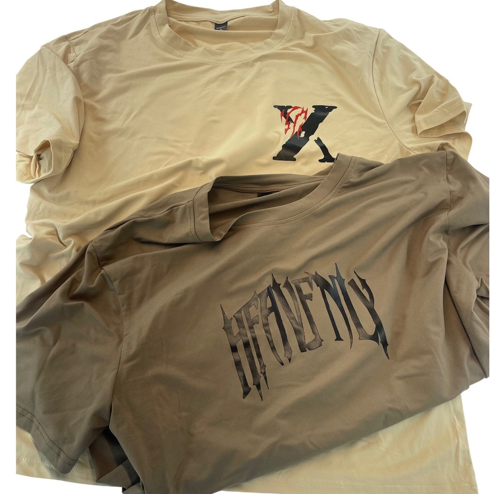 2 for 1 MANFINITY Graphic Print Crew Neck T-Shirts Men's XL Tan/Bro Short Sleeve - Picture 8 of 9